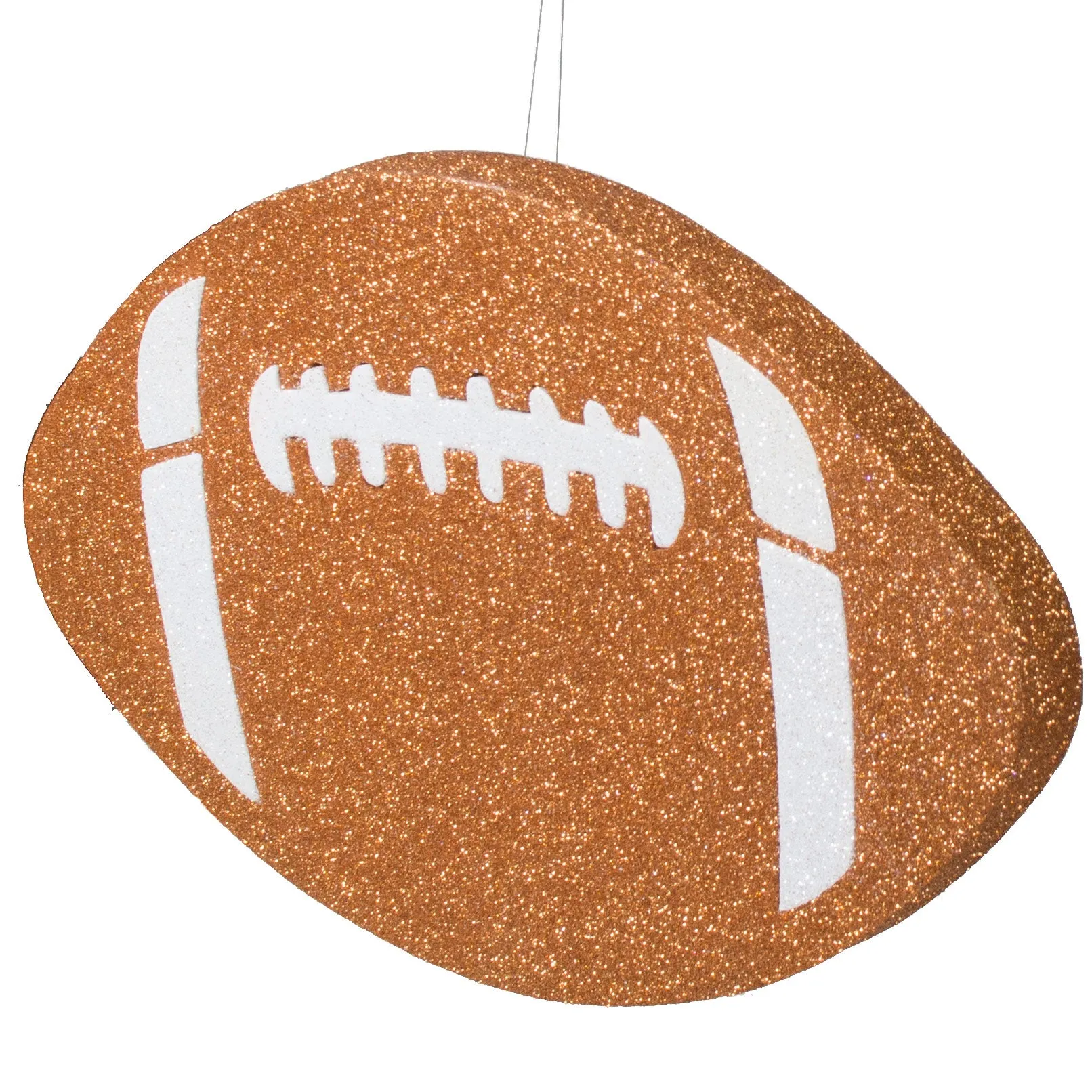 12" Metallic Glitter Football: Burnt Orange & White