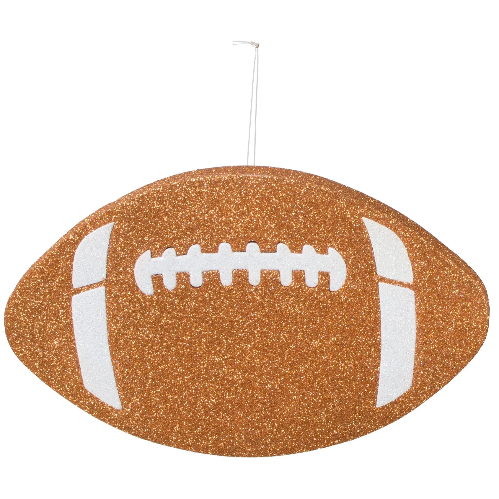 12" Metallic Glitter Football: Burnt Orange & White