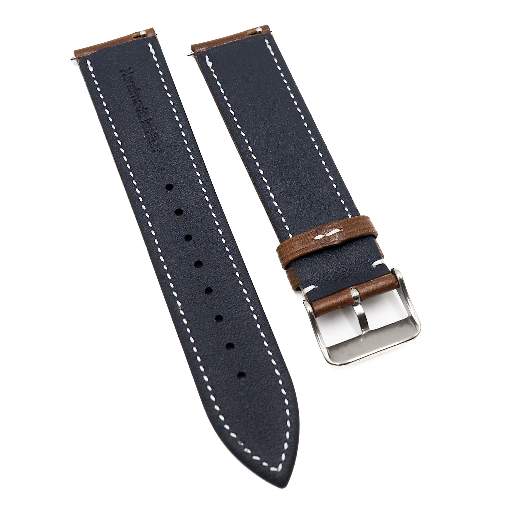 19mm, 21mm Mahogany Red Soft Calf Leather Watch Strap, Quick Release Spring Bars