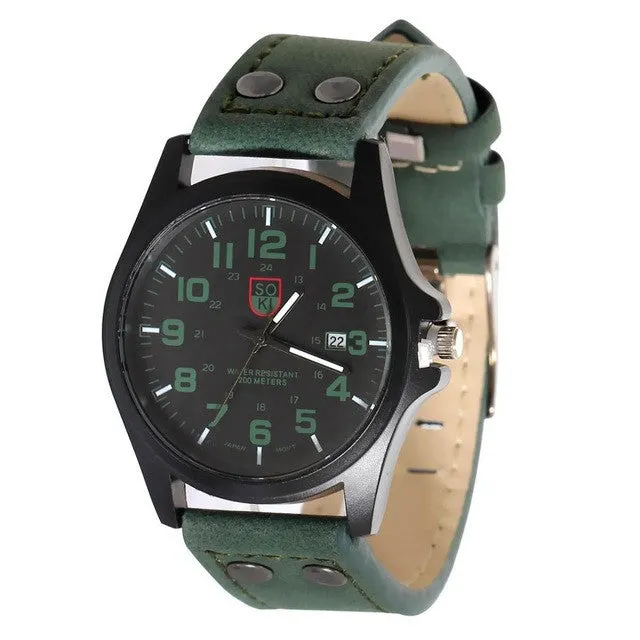 2016 Top Brand Quartz Wristwatch Men Orange Leather Round Fashion Causal Men Chronograph Quartz Watch relogio Masculino
