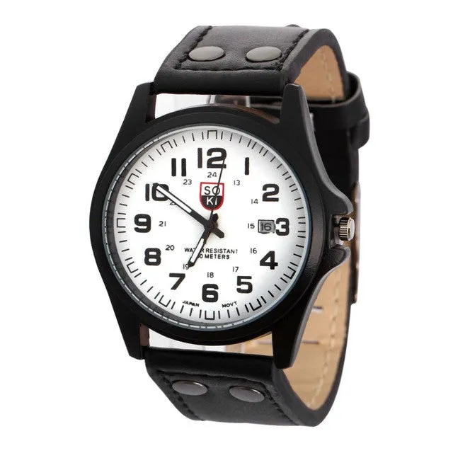 2016 Top Brand Quartz Wristwatch Men Orange Leather Round Fashion Causal Men Chronograph Quartz Watch relogio Masculino
