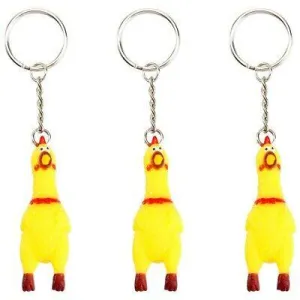 8 INCH SCREAMING RUBBER CHICKEN KEYCHAIN ( sold by the piece or dozen)