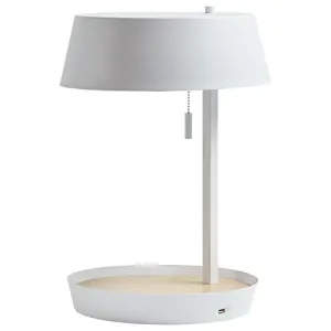 Amazon Brand – Rivet Modern Table Lamp with USB and Bulb, 18"H, White
