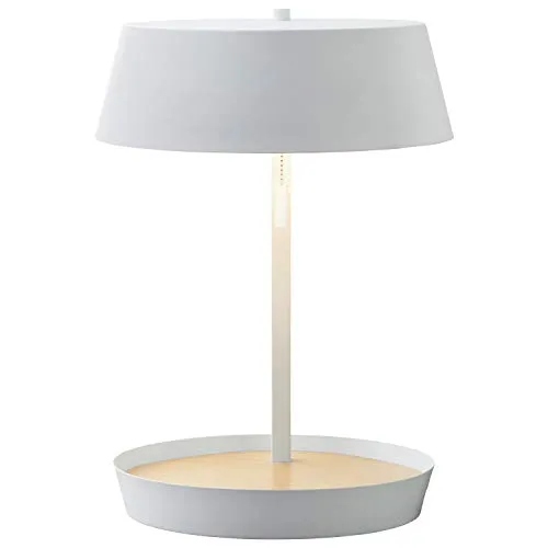 Amazon Brand – Rivet Modern Table Lamp with USB and Bulb, 18"H, White