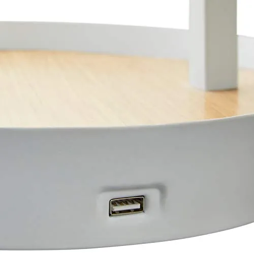 Amazon Brand – Rivet Modern Table Lamp with USB and Bulb, 18"H, White