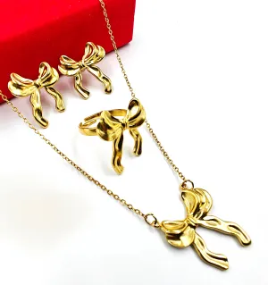 Antitarnish Bow combo| waterproof| Gold plated
