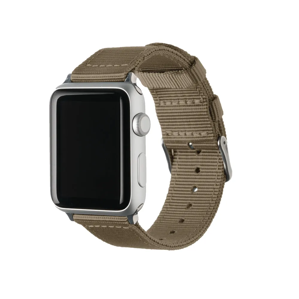 Apple Watch Nylon Watch Band - Khaki/Stainless