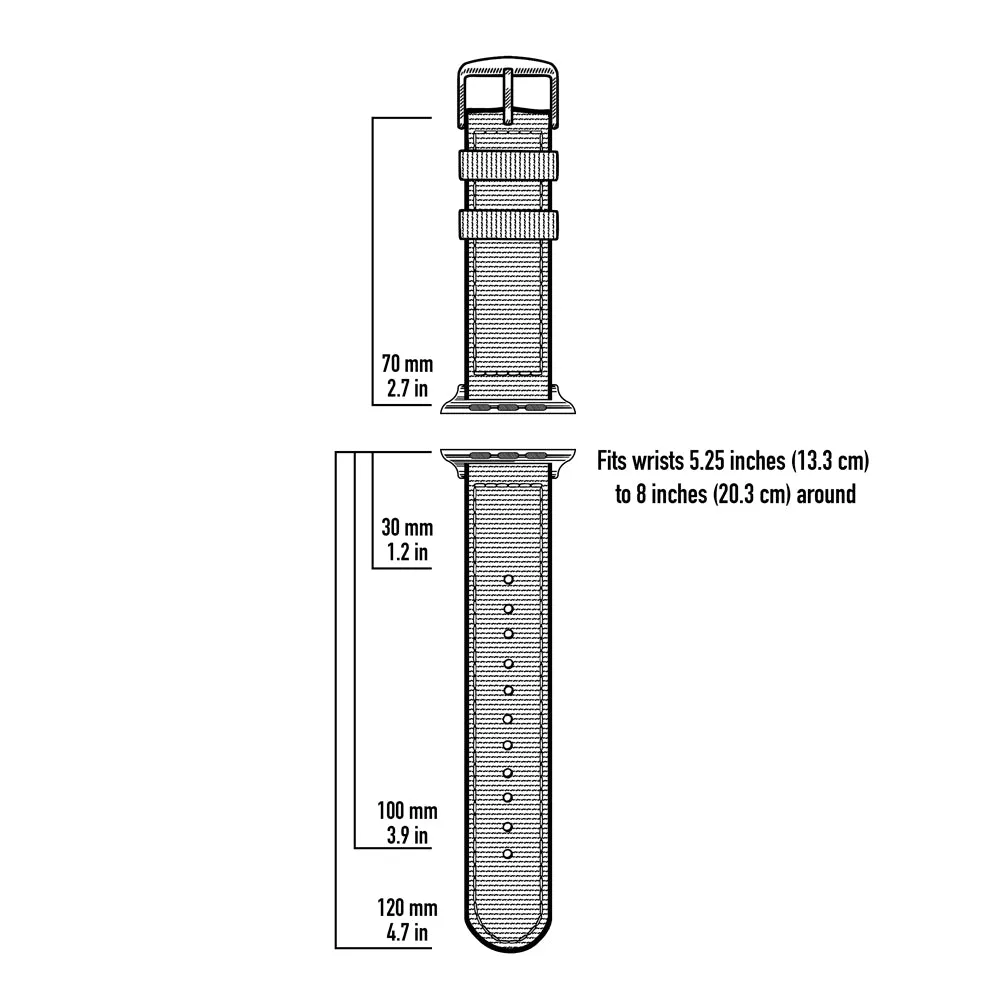 Apple Watch Nylon Watch Band - Khaki/Stainless