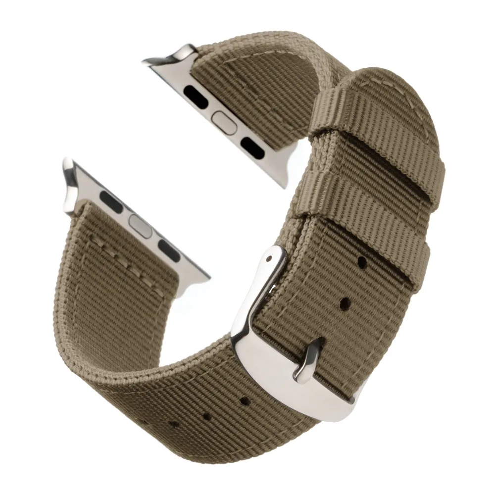 Apple Watch Nylon Watch Band - Khaki/Stainless