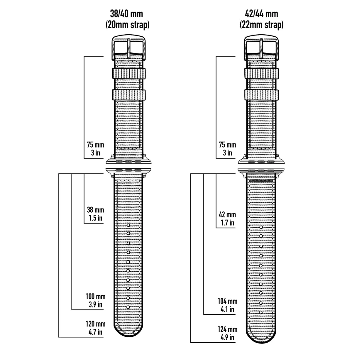 Apple Watch Seat Belt Nylon Watch Band - Gray/Gray