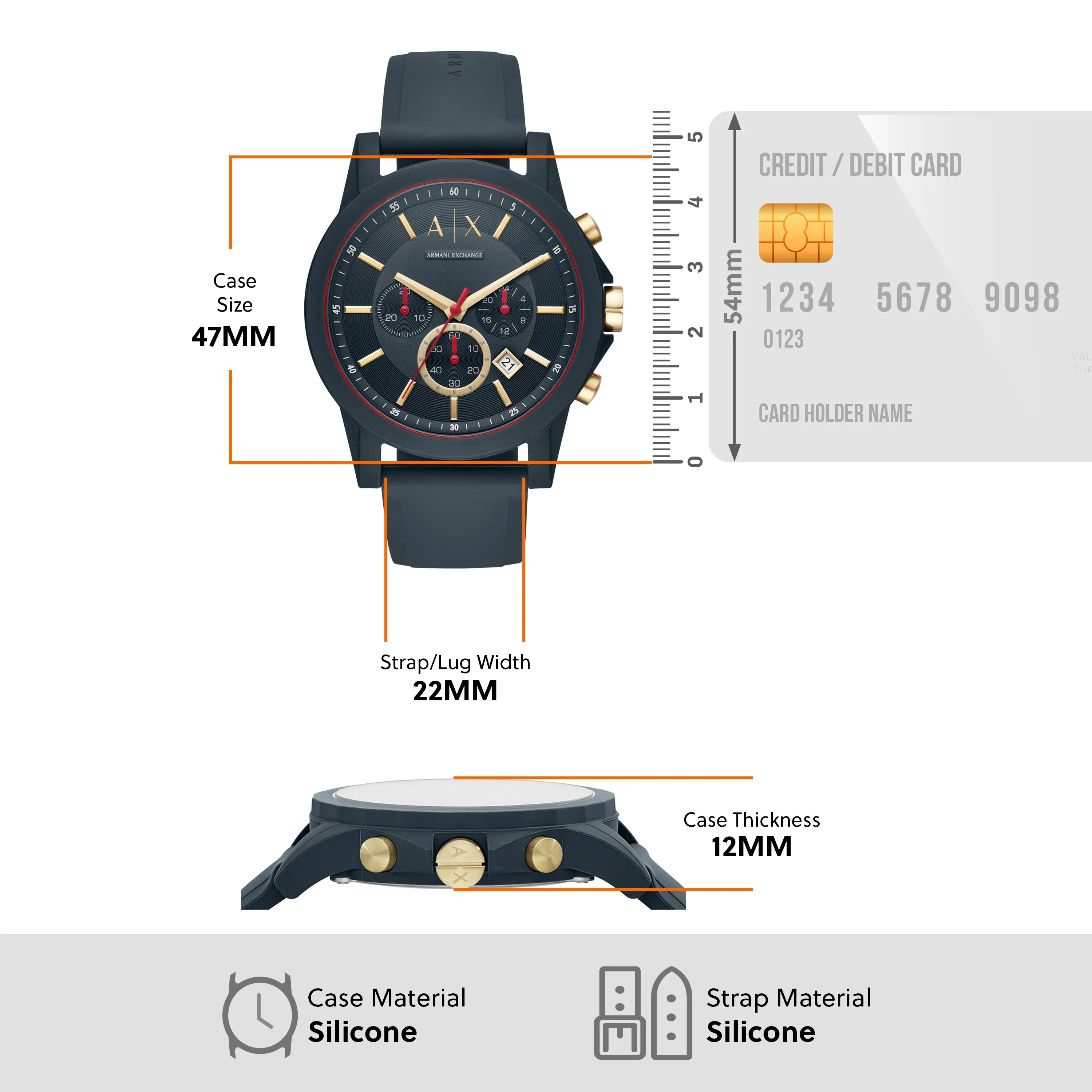 Armani Exchange Blue Silicone Chronograph Watch AX1335