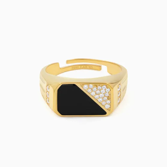 Black Stone Men's Silver Ring