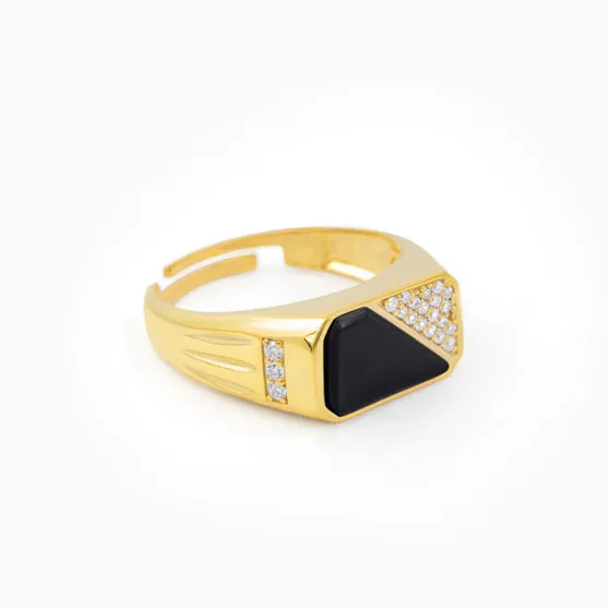 Black Stone Men's Silver Ring