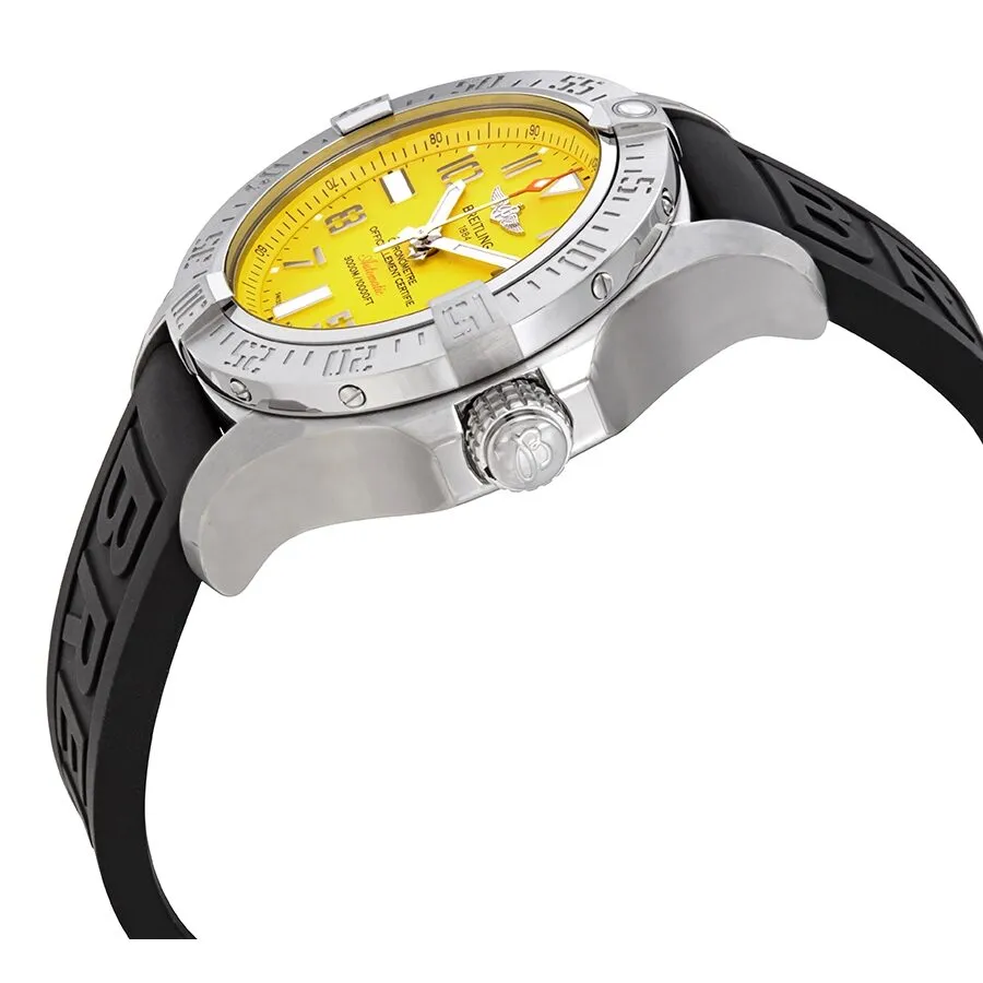 Breitling Automatic Yellow Dial Black Rubber Men's Watch A17331101I1S1