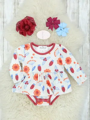 Burnt Orange Floral Ruffle Dress Bubble