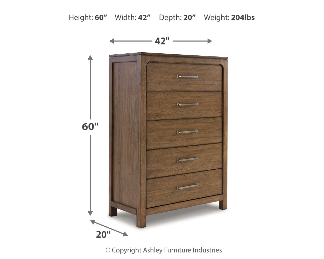 Cabalynn California King Panel Bed with Storage with Mirrored Dresser, Chest and Nightstand in Light Brown