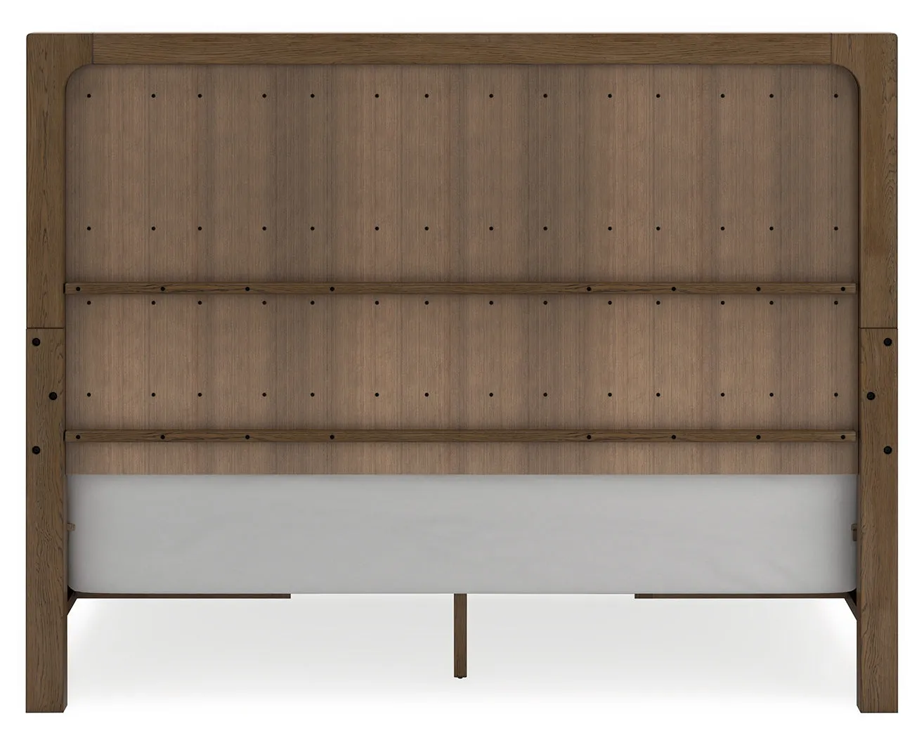 Cabalynn California King Panel Bed with Storage with Mirrored Dresser, Chest and Nightstand in Light Brown
