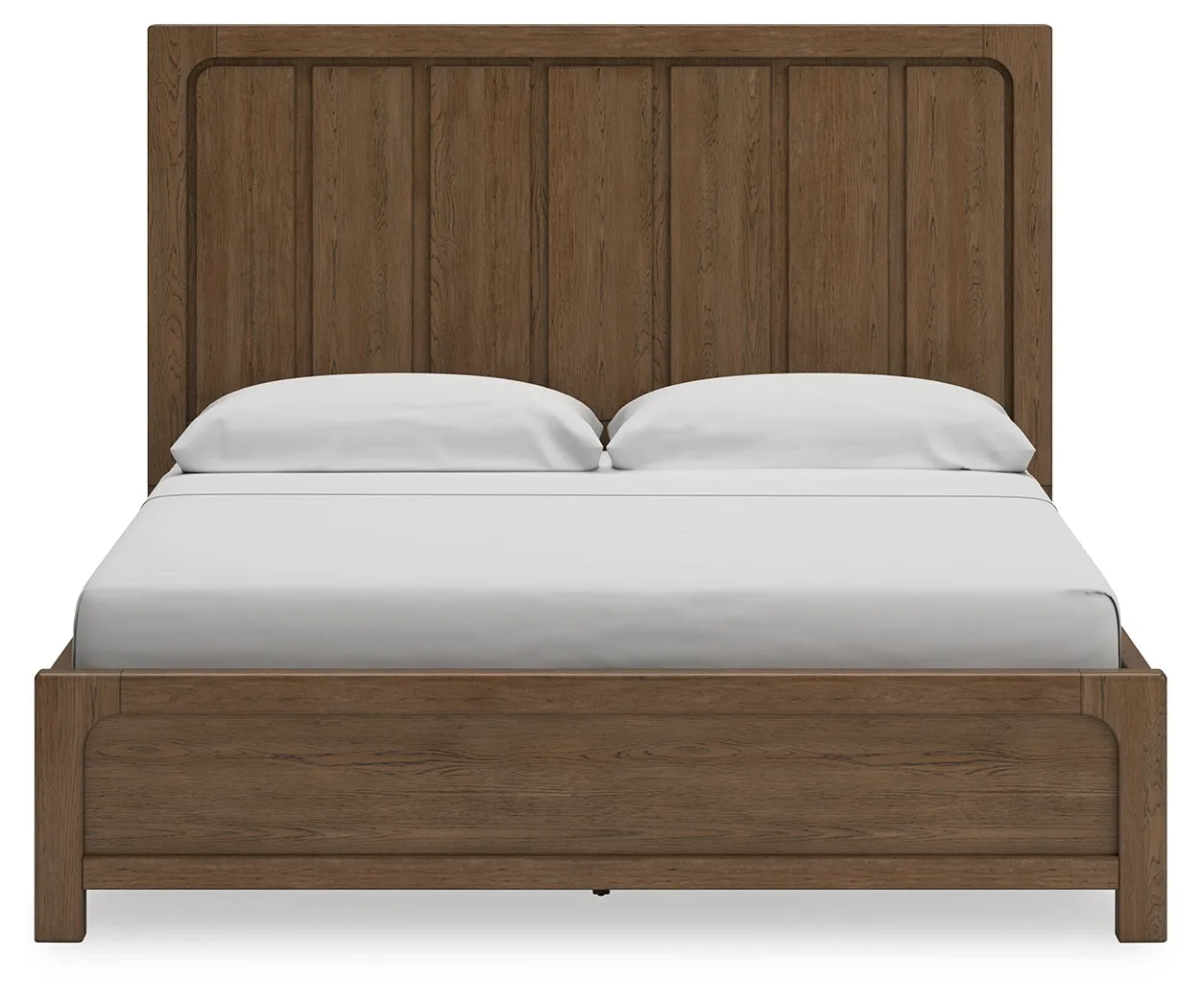Cabalynn California King Panel Bed with Storage with Mirrored Dresser, Chest and Nightstand in Light Brown