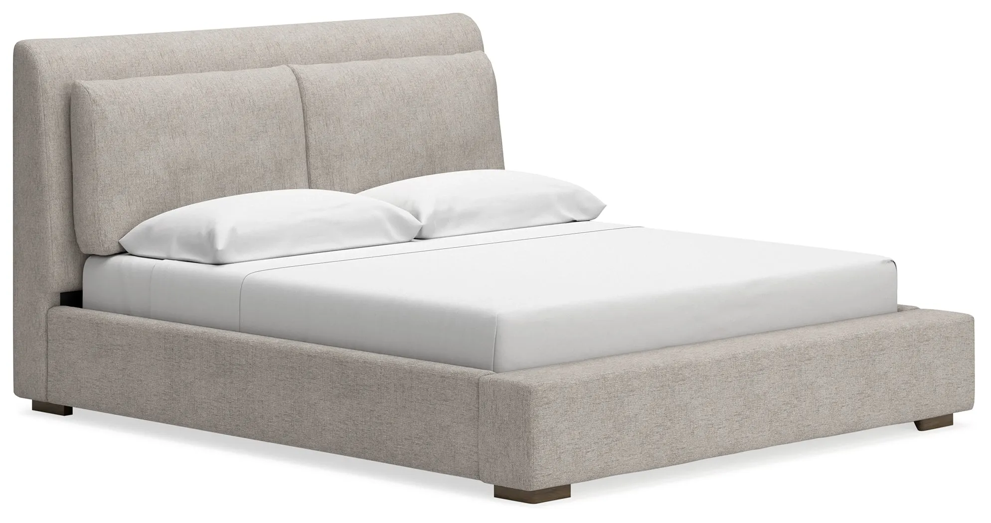 Cabalynn California King Upholstered Bed with Mirrored Dresser, Chest and Nightstand in Light Brown