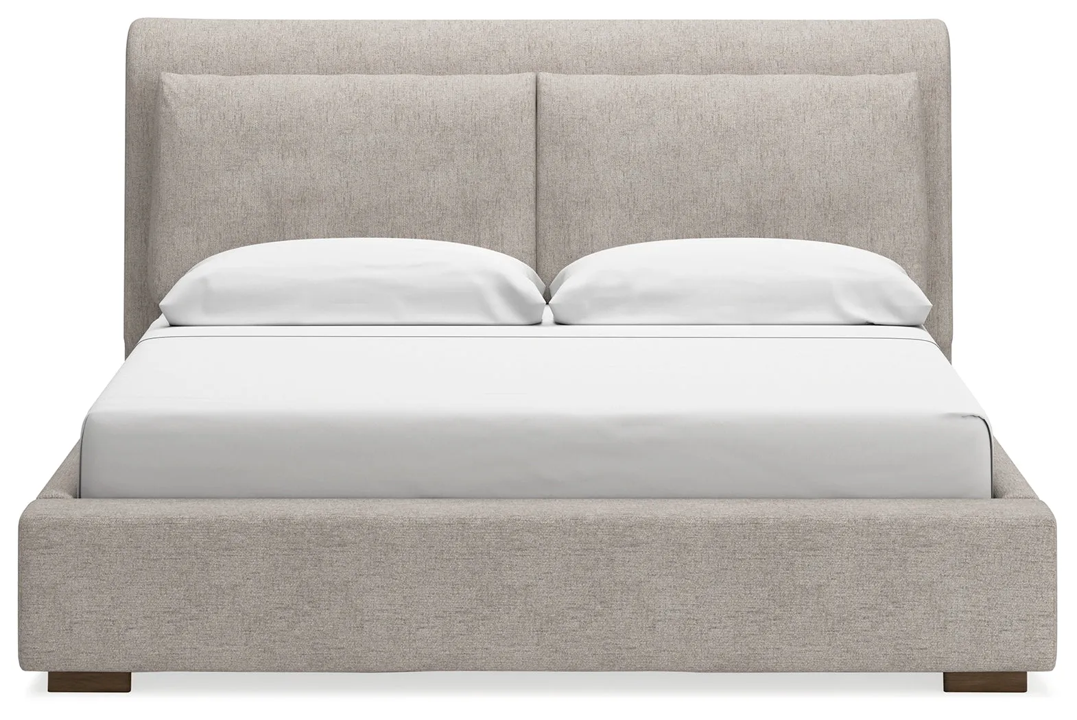 Cabalynn California King Upholstered Bed with Mirrored Dresser, Chest and Nightstand in Light Brown