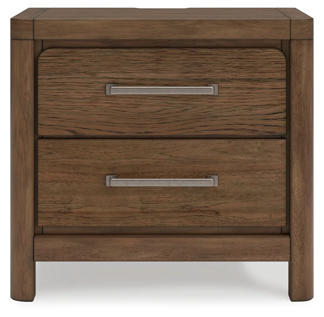 Cabalynn California King Upholstered Bed with Mirrored Dresser, Chest and Nightstand in Light Brown