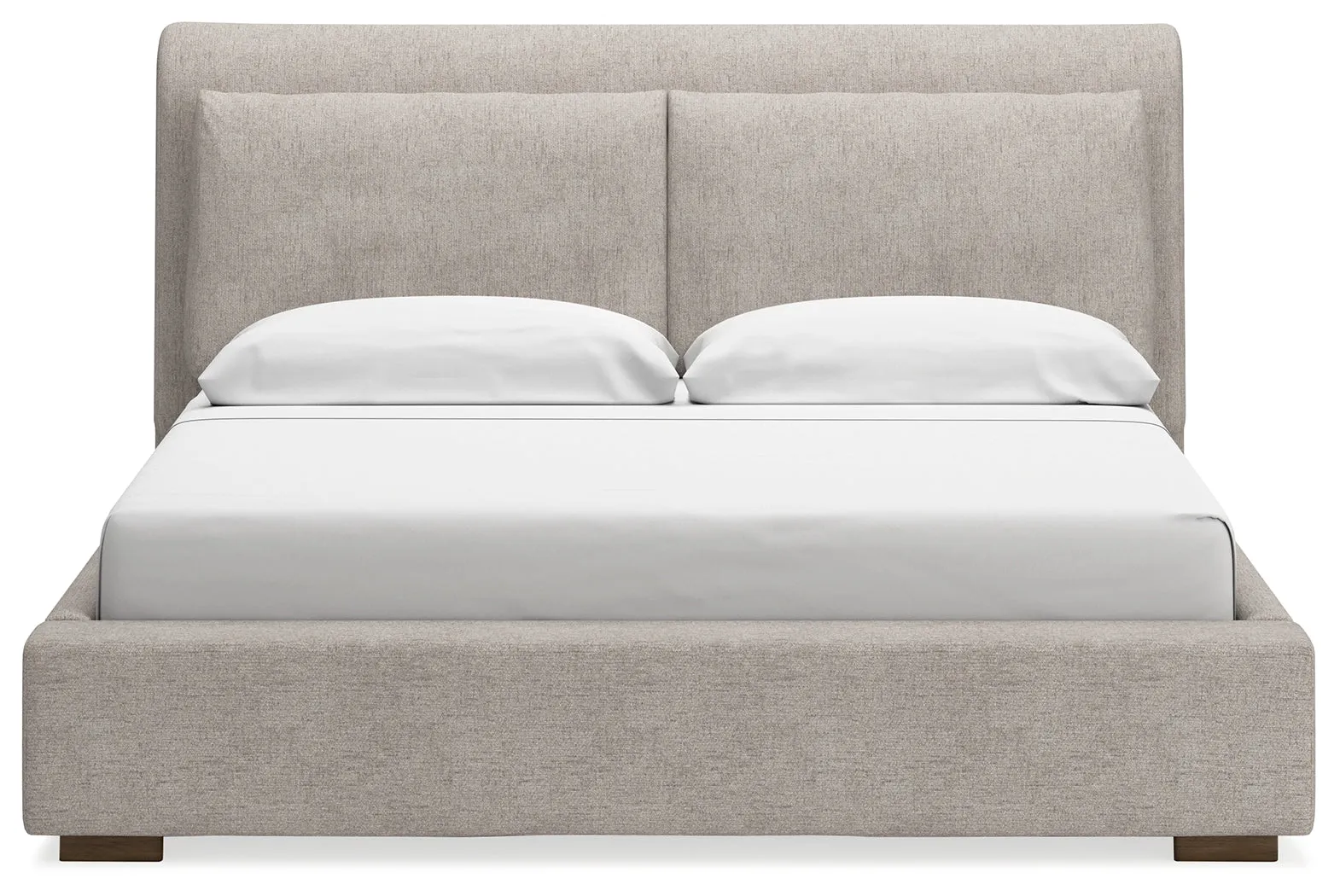 Cabalynn King Upholstered Bed with Mirrored Dresser in Light Brown