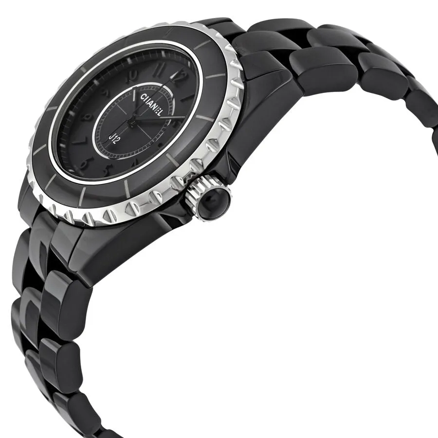 Chanel J12 Black Dial Black Ceramic Ladies Watch H3828