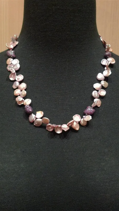 Churchill Private Label Pink Coin Pearl and Pink Sapphire Necklace