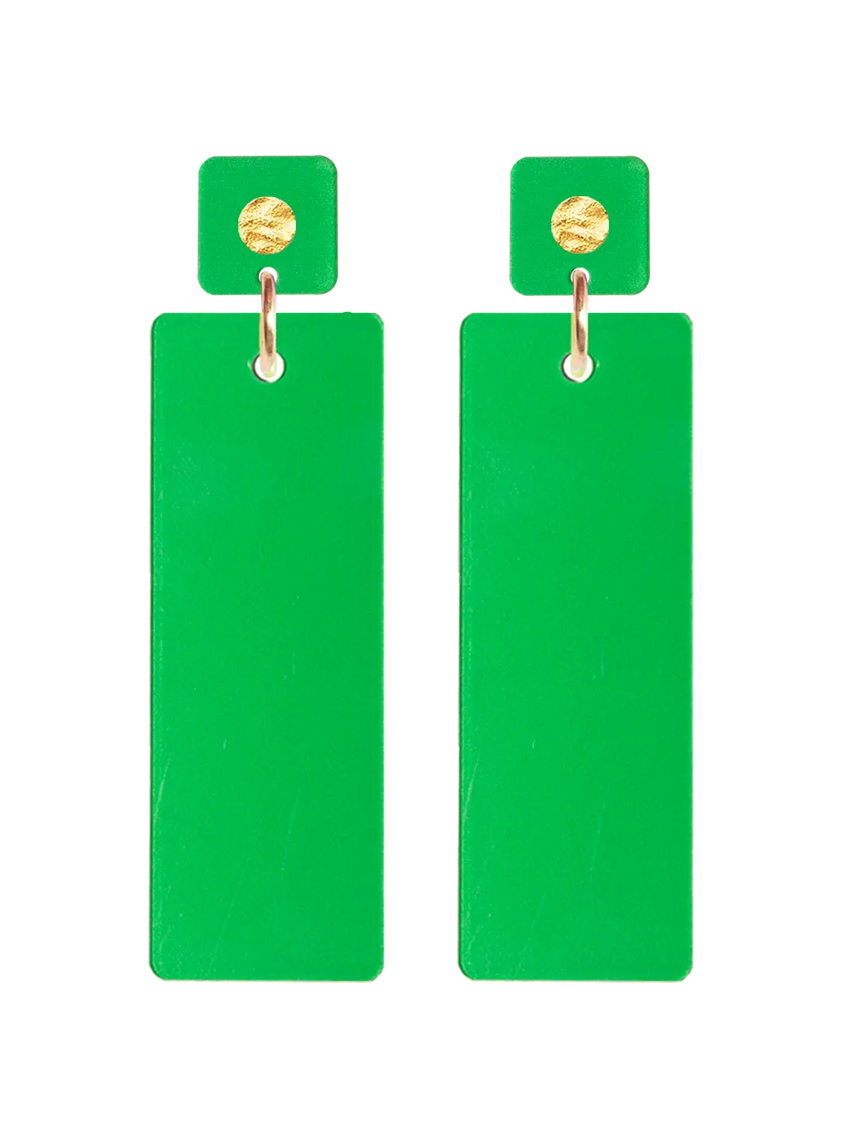 Classique Glitch Earrings - Green and Pink Statement Earrings