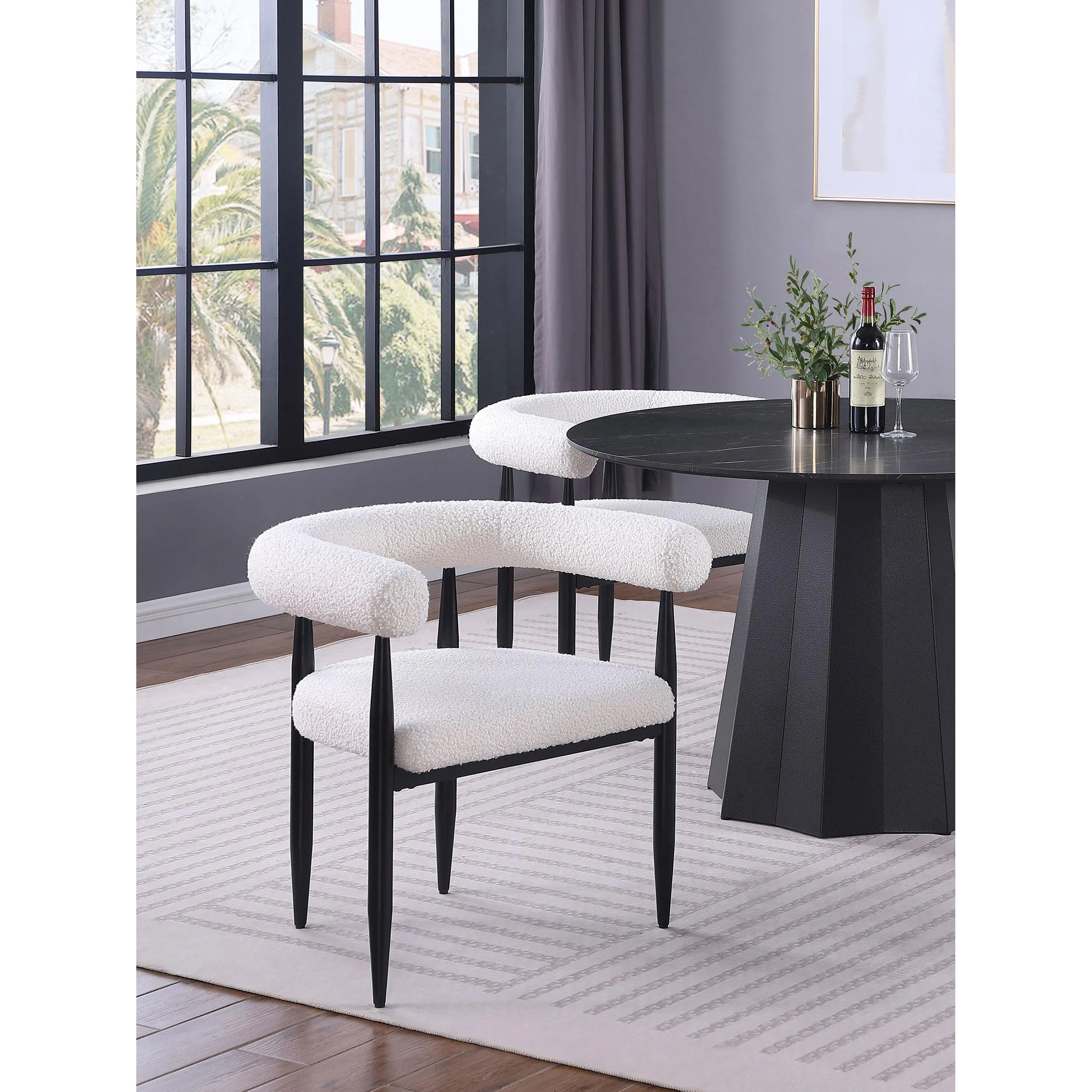 Coaster Furniture Dunmore 105782 Boucle Upholstered Dining Arm Chair - Cream