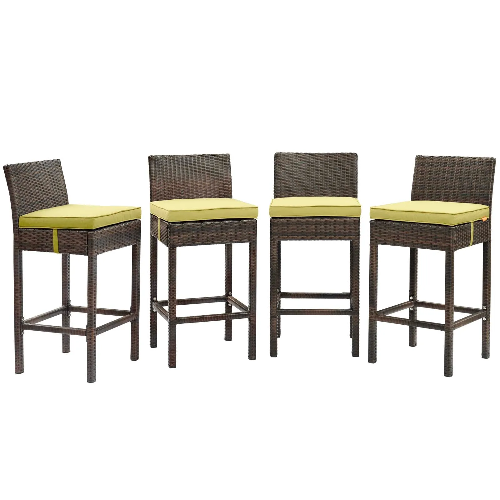Conduit Bar Stool Outdoor Patio Wicker Rattan Set of 4 by Modway