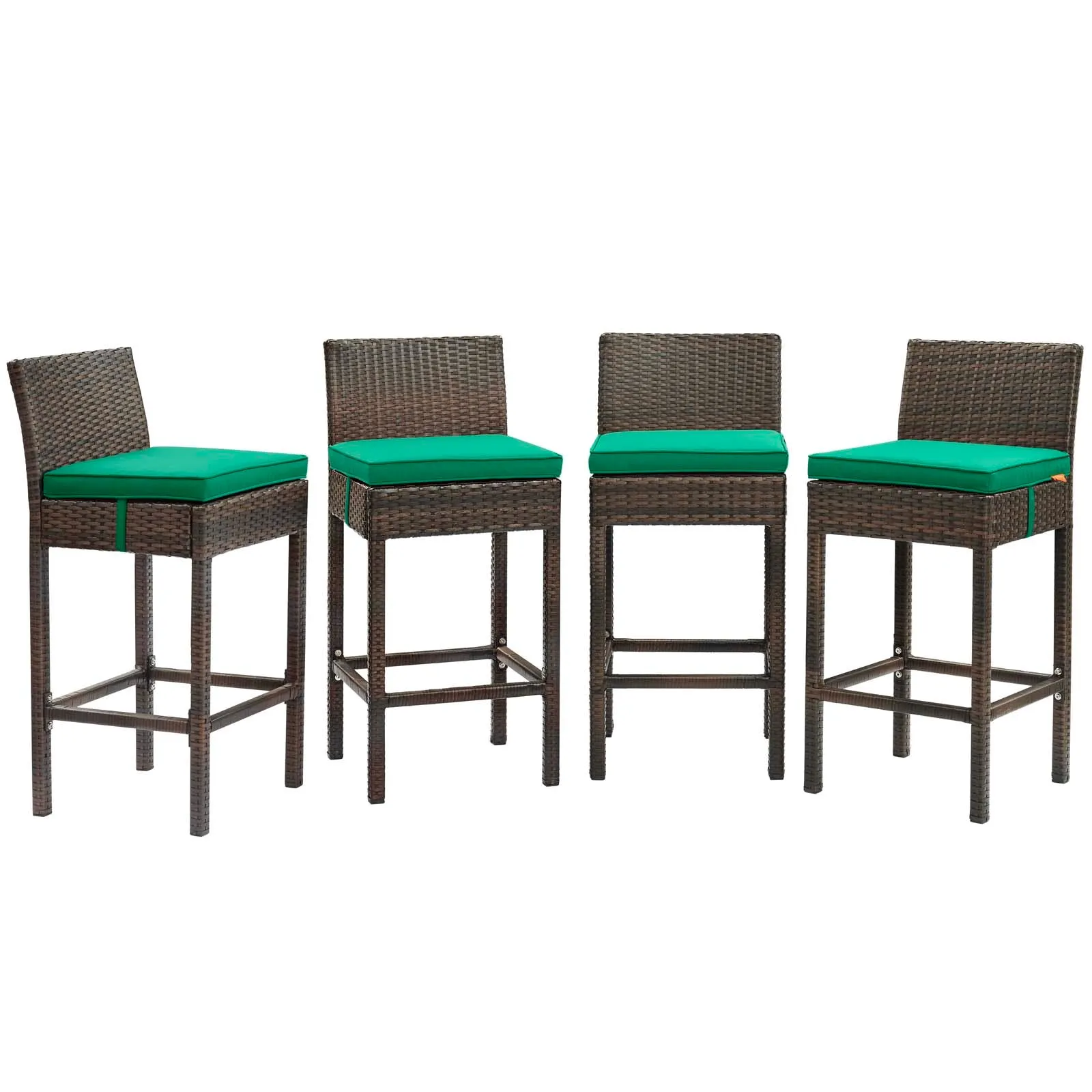 Conduit Bar Stool Outdoor Patio Wicker Rattan Set of 4 by Modway