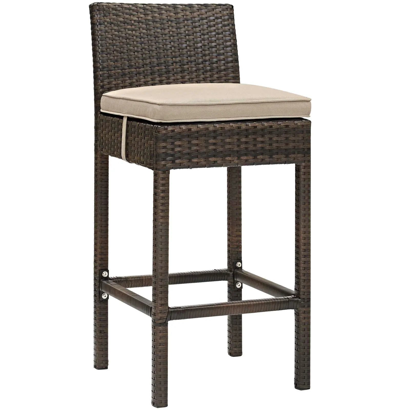 Conduit Bar Stool Outdoor Patio Wicker Rattan Set of 4 by Modway