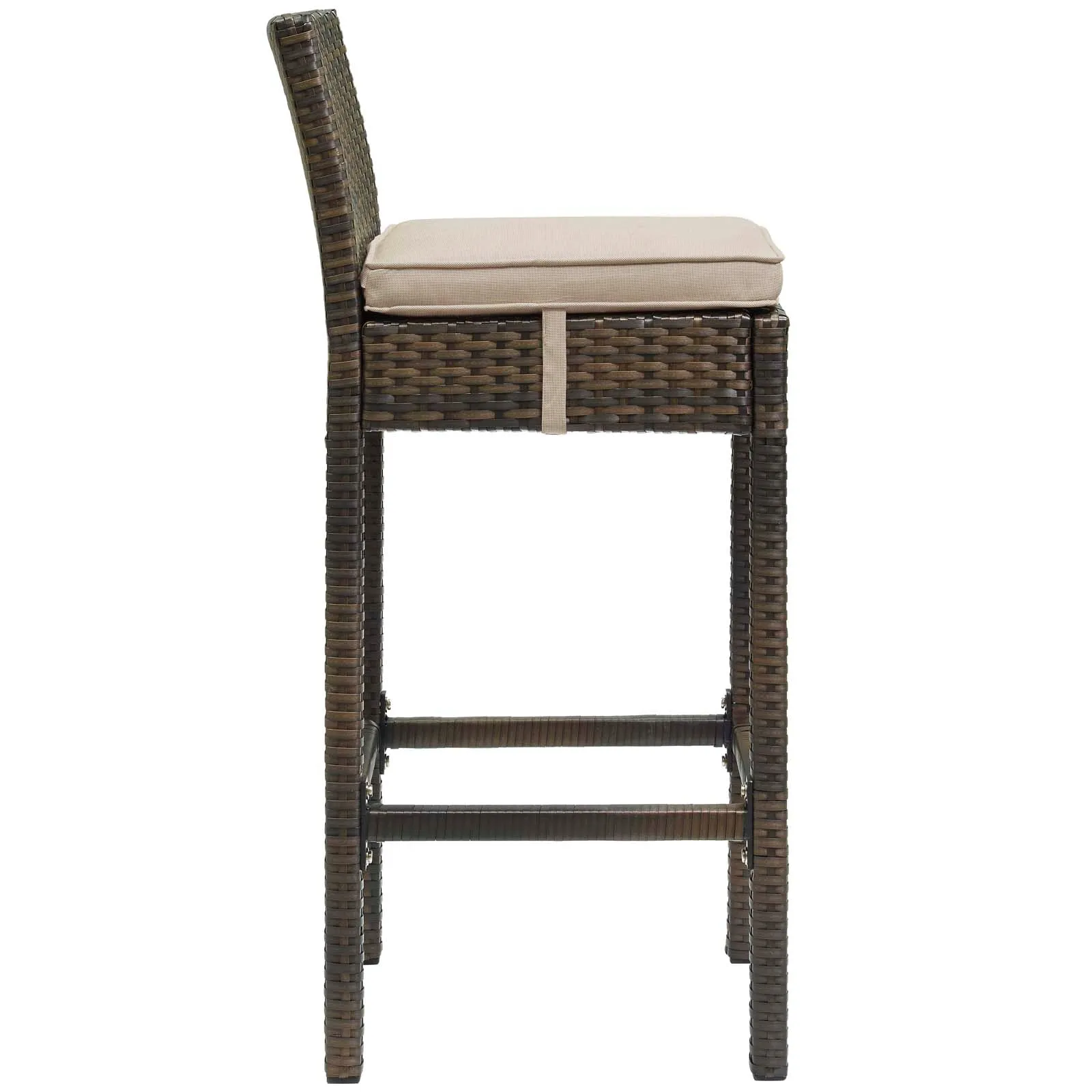 Conduit Bar Stool Outdoor Patio Wicker Rattan Set of 4 by Modway