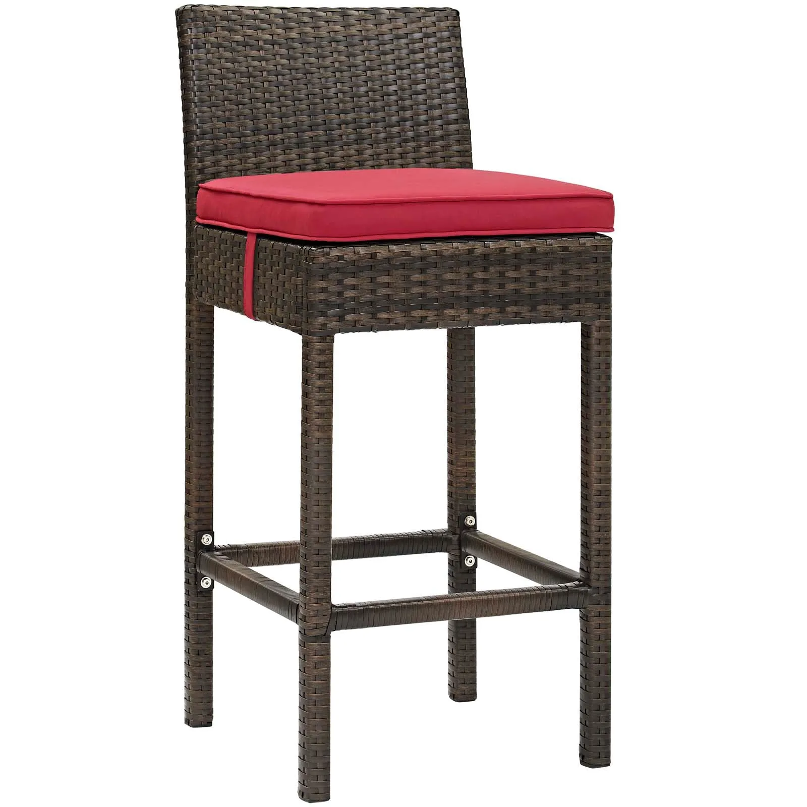 Conduit Bar Stool Outdoor Patio Wicker Rattan Set of 4 by Modway