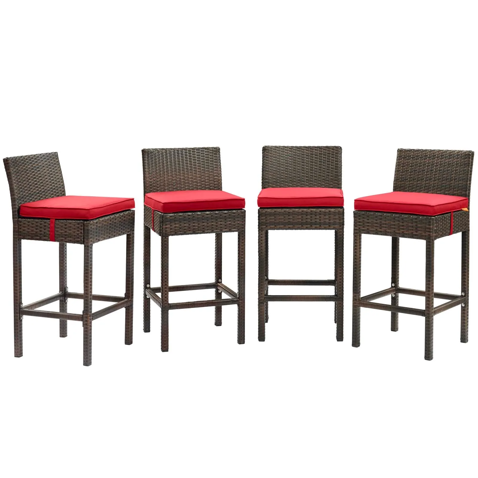 Conduit Bar Stool Outdoor Patio Wicker Rattan Set of 4 by Modway