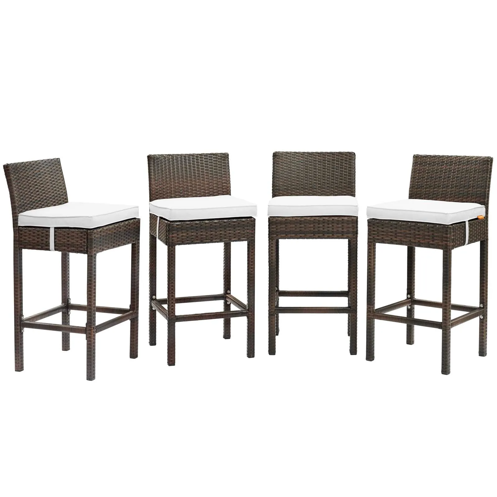 Conduit Bar Stool Outdoor Patio Wicker Rattan Set of 4 by Modway