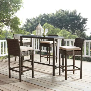 Conduit Bar Stool Outdoor Patio Wicker Rattan Set of 4 by Modway