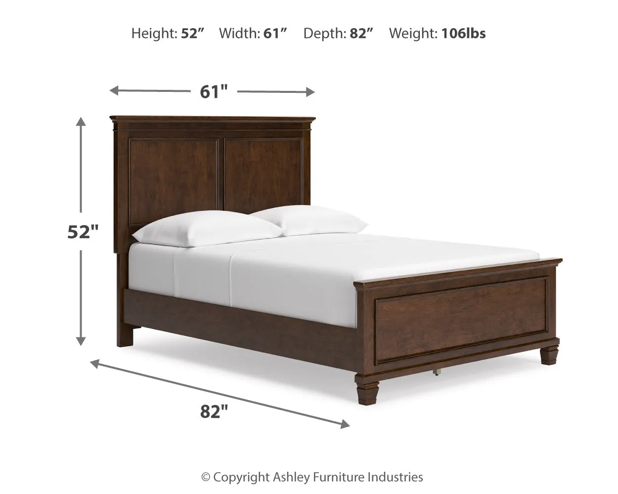 Danabrin Full Panel Bed with Mirrored Dresser and Nightstand in Brown