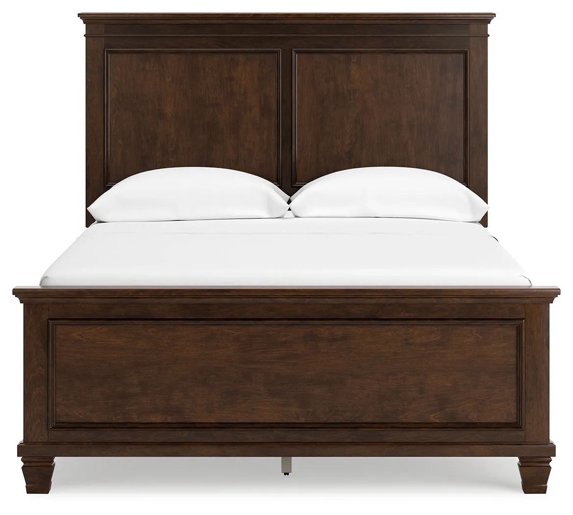 Danabrin Full Panel Bed with Mirrored Dresser and Nightstand in Brown