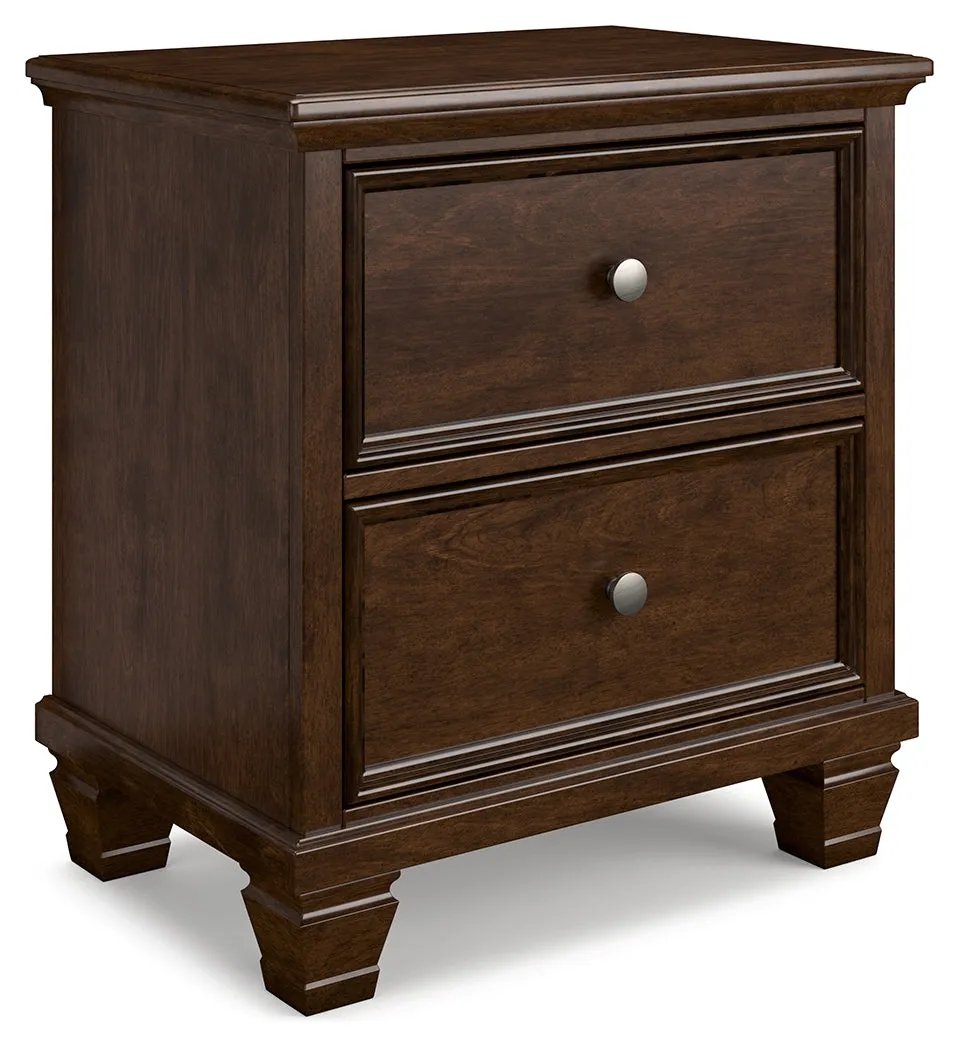Danabrin King Panel Bed with Mirrored Dresser and Nightstand in Brown