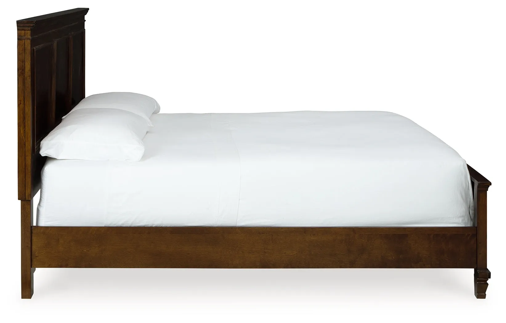 Danabrin King Panel Bed with Mirrored Dresser and Nightstand in Brown