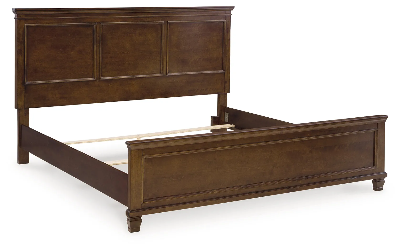 Danabrin King Panel Bed with Mirrored Dresser and Nightstand in Brown