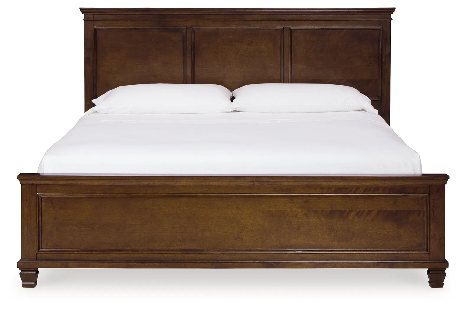 Danabrin King Panel Bed with Mirrored Dresser and Nightstand in Brown