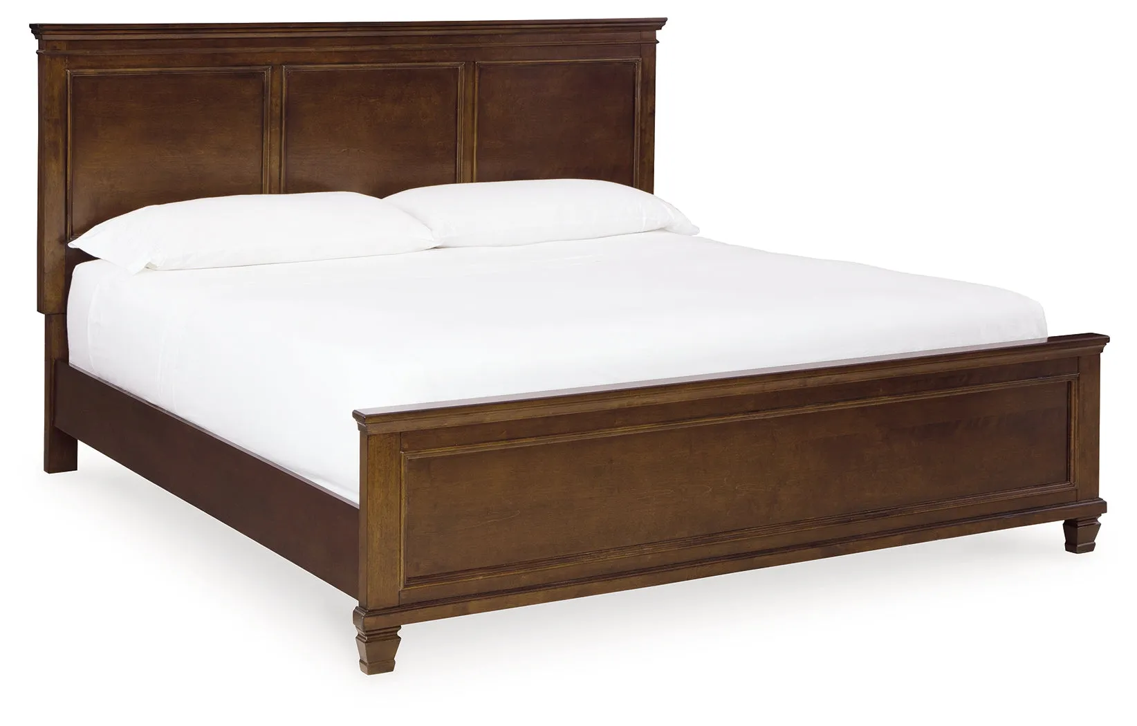 Danabrin King Panel Bed with Mirrored Dresser and Nightstand in Brown