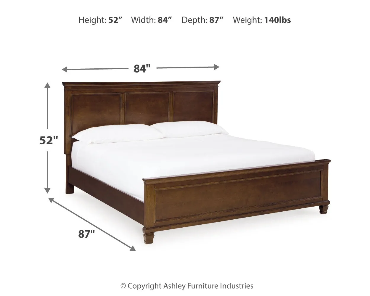 Danabrin King Panel Bed with Mirrored Dresser and Nightstand in Brown