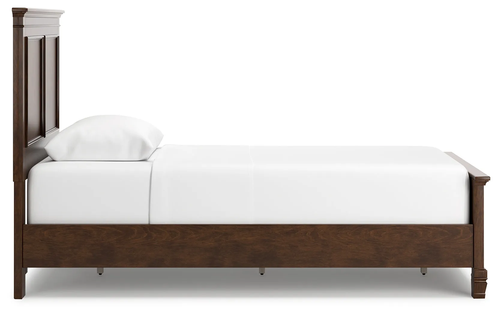 Danabrin Twin Panel Bed with Mirrored Dresser and Chest in Brown