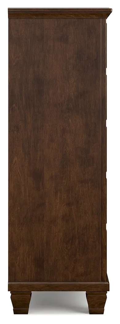Danabrin Twin Panel Bed with Mirrored Dresser and Chest in Brown