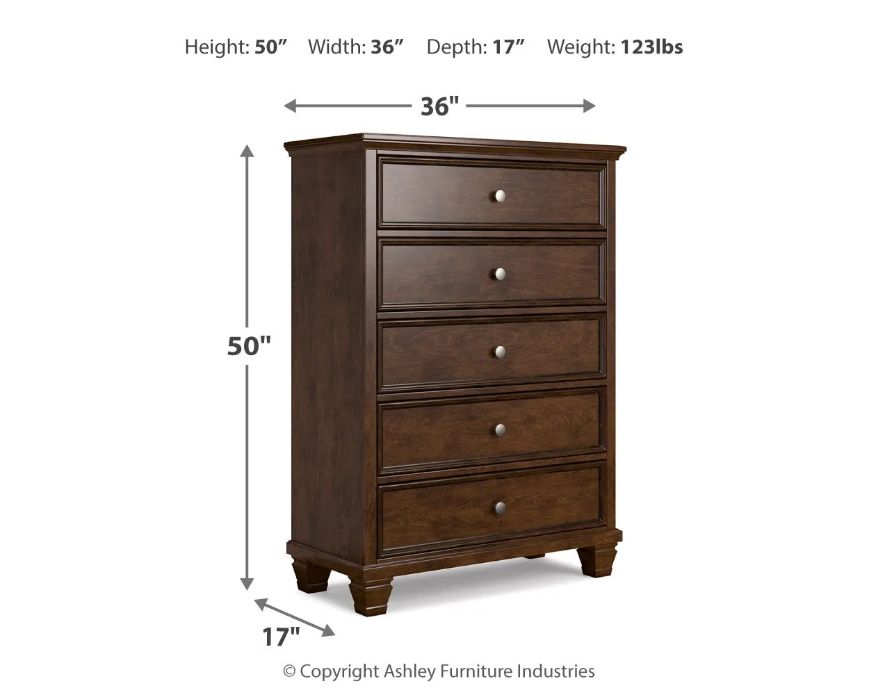 Danabrin Twin Panel Bed with Mirrored Dresser and Chest in Brown