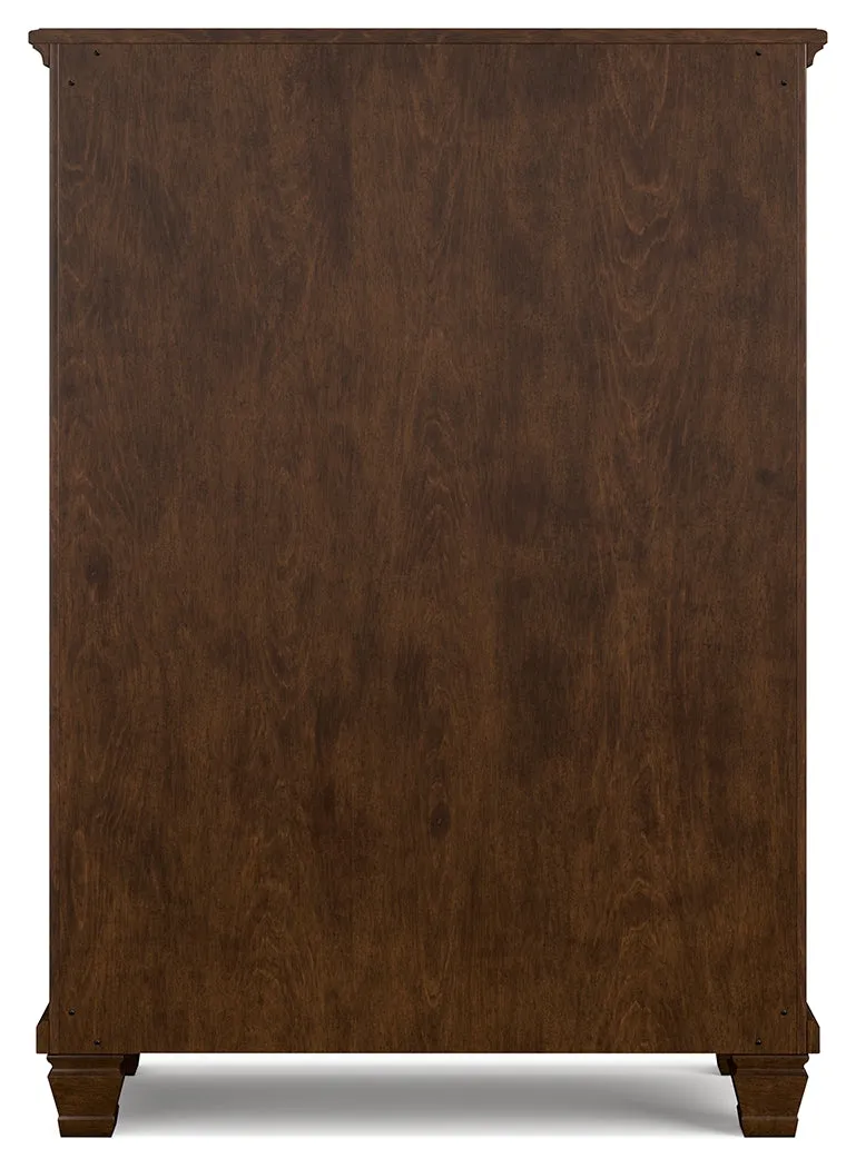 Danabrin Twin Panel Bed with Mirrored Dresser, Chest and Nightstand in Brown